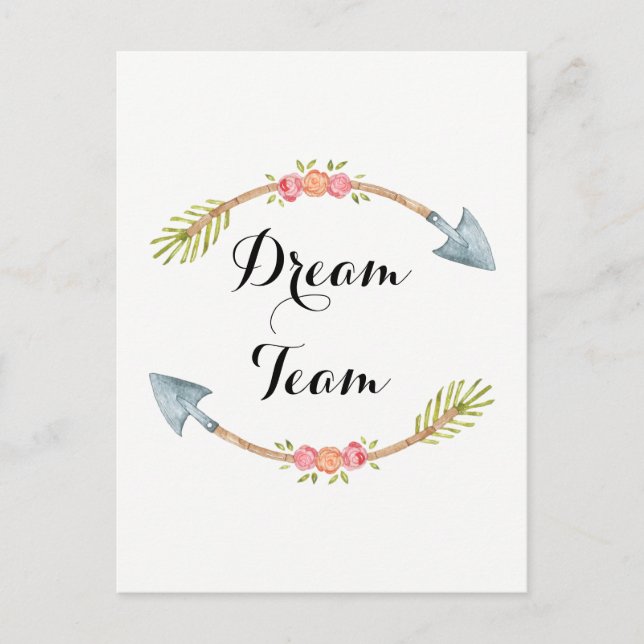 Dream Team Watercolor Tribal Arrow Vykort (Framsida)