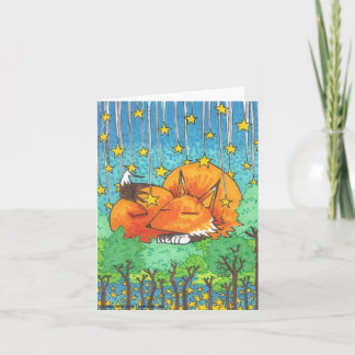Dream Träd Tecknad Fox + Forest Stars Note Card Kort
