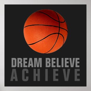 Dream Tro Achieve Grått Orange Basketball Poster
