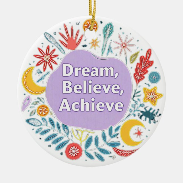 Dream, tro, Achieve Julgransprydnad Keramik (Framsidan)