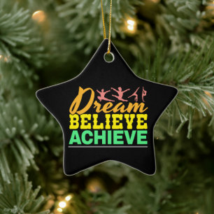 Dream Tro Quote - Kvinnogymnastik Julgransprydnad Keramik