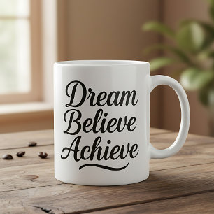 Dream tror på att uppnå en motiv offert kaffemugg
