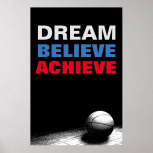 Dream tror på att uppnå Motivational Basketball Poster
