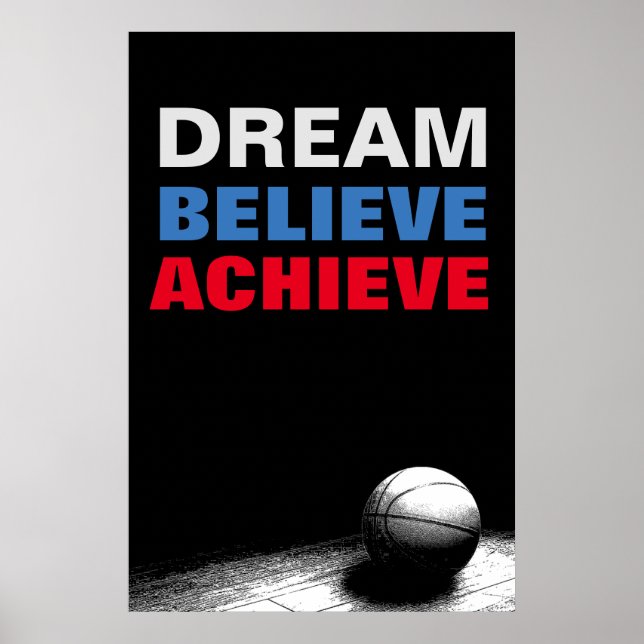 Dream tror på att uppnå Motivational Basketball Poster (Framsidan)