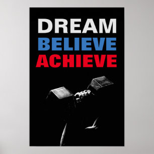 Dream tror på att uppnå Motivational Bodybuilding Poster