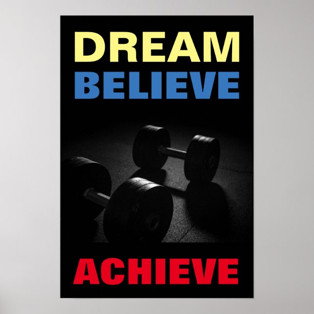 Dream tror på att uppnå Motivational Bodybuilding Poster (Framsidan)