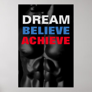 Dream tror på att uppnå Motivational Bodybuilding Poster