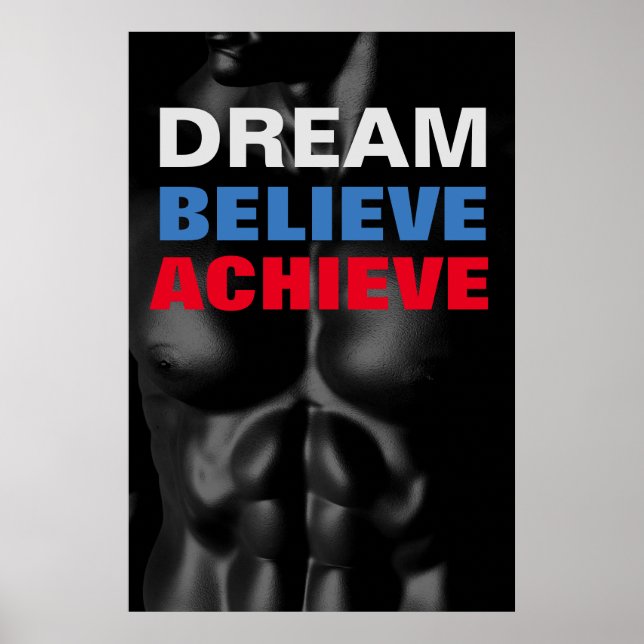 Dream tror på att uppnå Motivational Bodybuilding Poster (Framsidan)
