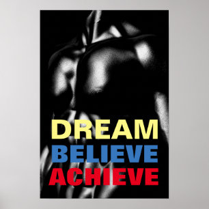 Dream tror på att uppnå Motivational Bodybuilding Poster