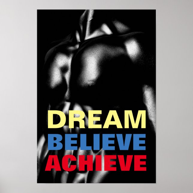 Dream tror på att uppnå Motivational Bodybuilding Poster (Framsidan)