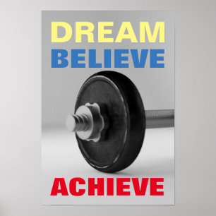 Dream tror på att uppnå Motivational Bodybuilding Poster