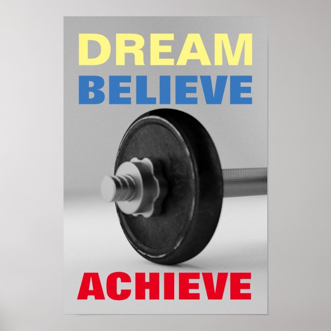 Dream tror på att uppnå Motivational Bodybuilding Poster (Framsidan)