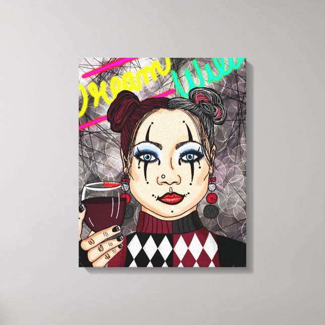 Dream Vild | Gothic Harlequin Jester Girl Canvastryck (Framsida)