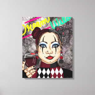 Dream Vild Gothic Harlequin Jester Girl Canvastryck