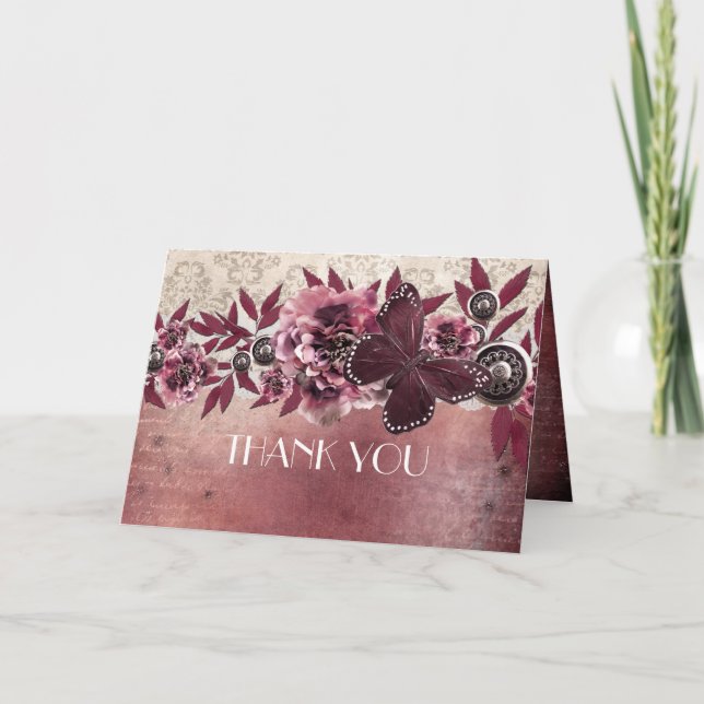 Dream Vintage Damask Butterfly Tack Kort (Framsida)