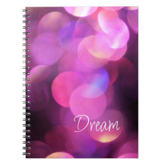 "Dream" Vitskript, Lila Sparkles Journal Anteckningsbok