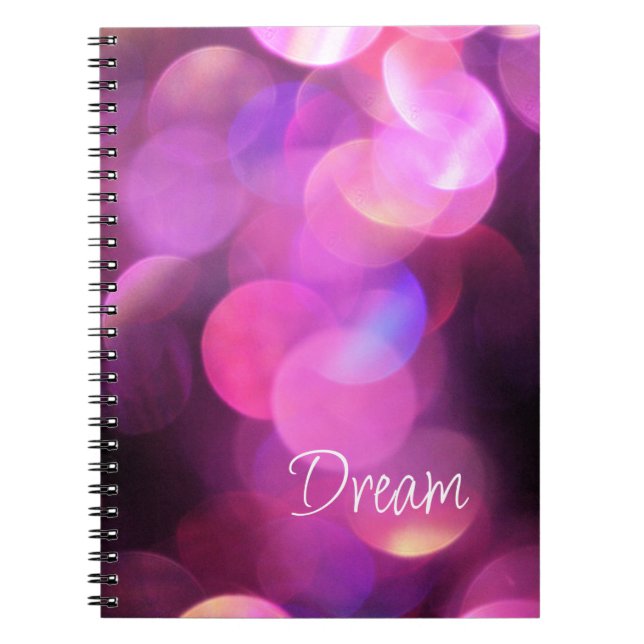 "Dream" Vitskript, Lila Sparkles Journal Anteckningsbok (Framsidan)