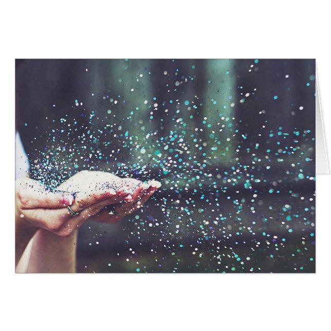 Dream Whimsical Party Gnistra Blowing Glitter Art Hälsningskort (Framsidan Horizontal)