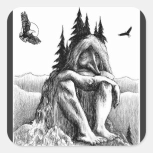 Dream with Eagles Sketch Artwork Fyrkantigt Klistermärke