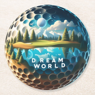Dream World Golf Course with Scenia View Underlägg Papper Rund