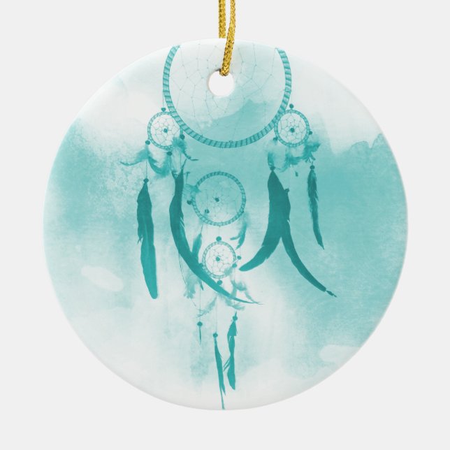 Dreamcatcher Aqua Julgransprydnad Keramik (Framsidan)