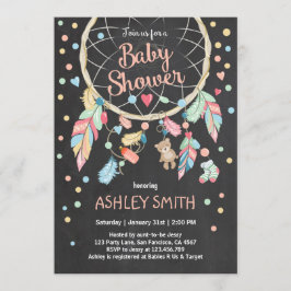 Dreamcatcher Baby Shower-inbjudan Tribal Boho Inbjudningar