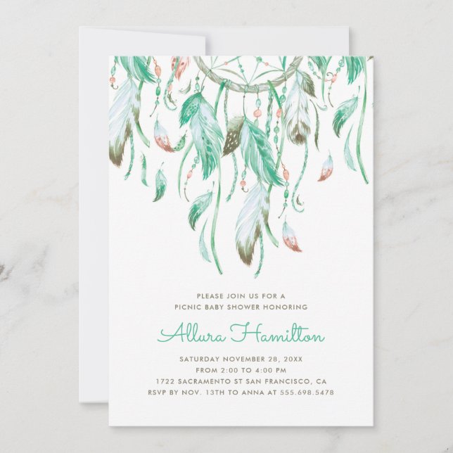 Dreamcatcher Baby Shower Inbjudningar (Framsida)