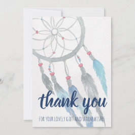 Dreamcatcher Blue Boho Baby Shower Tack Kort