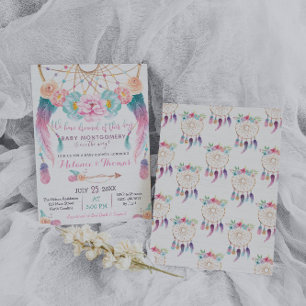 Dreamcatcher Boho Baby Shower Inbjudningsstam Inbjudningar