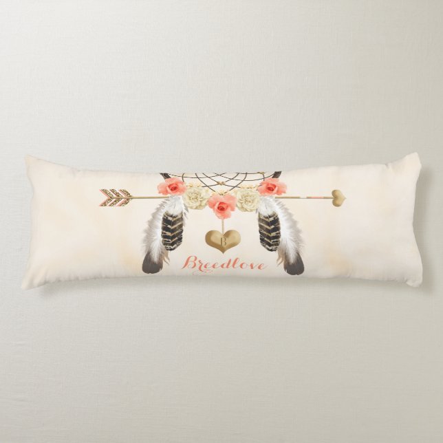 Dreamcatcher Boho Chic Body Pillow Monogrammad Kroppskudde (Framsidan)