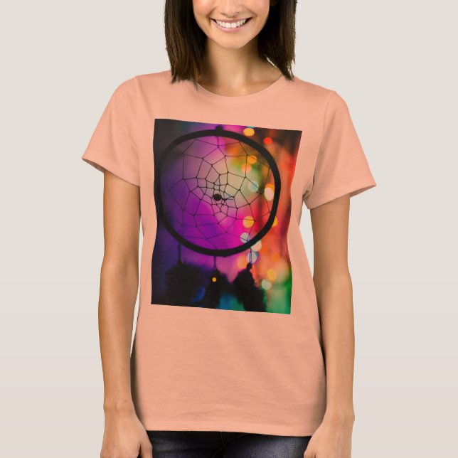 Dreamcatcher Colorful Bokeh T Shirt (Framsida)