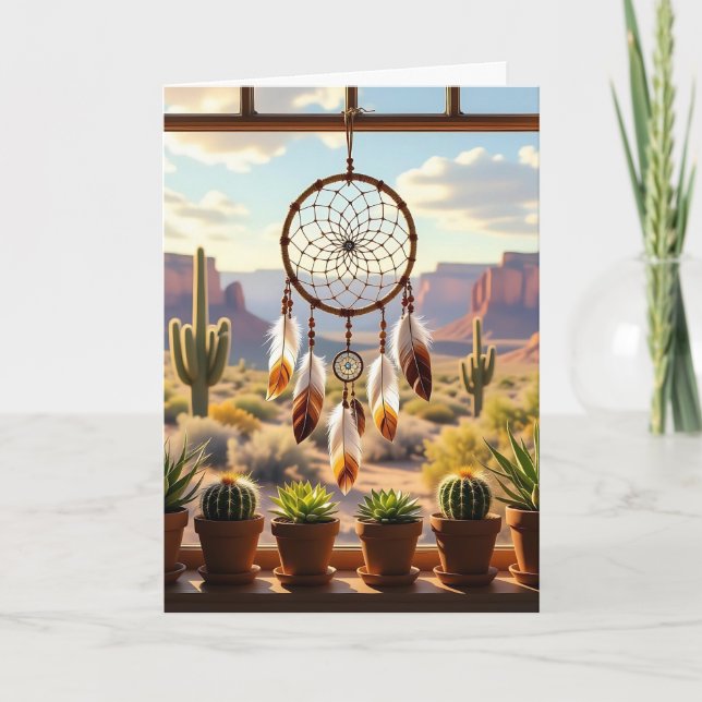 Dreamcatcher, Desert Canyons, Cacti Birthday Kort (Framsida)