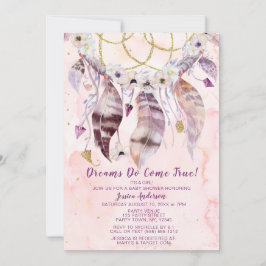 Dreamcatcher Dream Kom True Girl Baby Shower Inbjudningar