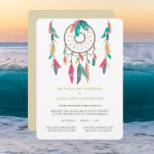 Dreamcatcher Feather Wedding-inbjudan