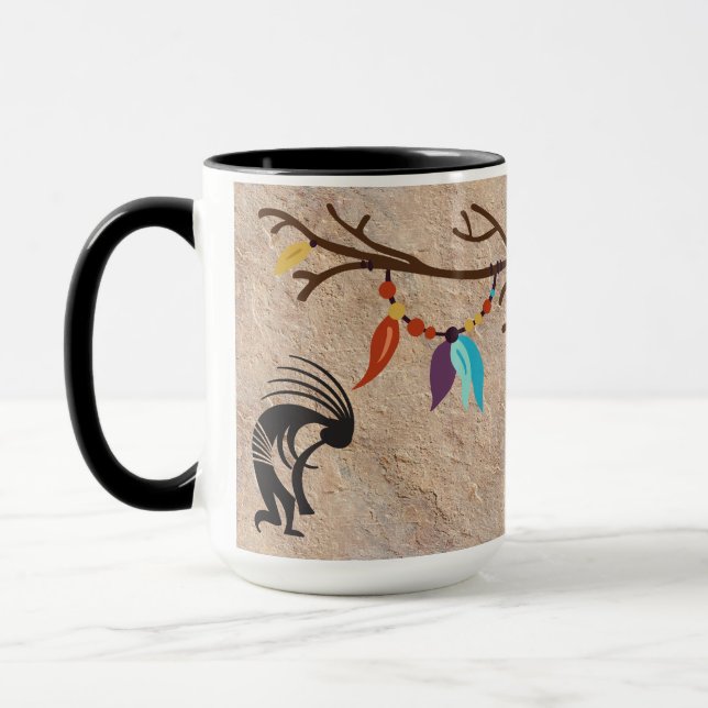 Dreamcatcher-fjädrar träd Kokopelli Mugg (Vänster)