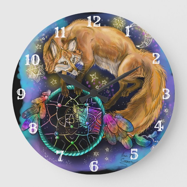 Dreamcatcher Fox Stor Klocka (Framsida)
