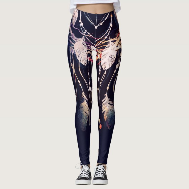 Dreamcatcher, grenar, boho stil, digital konst. leggings (Framsida)