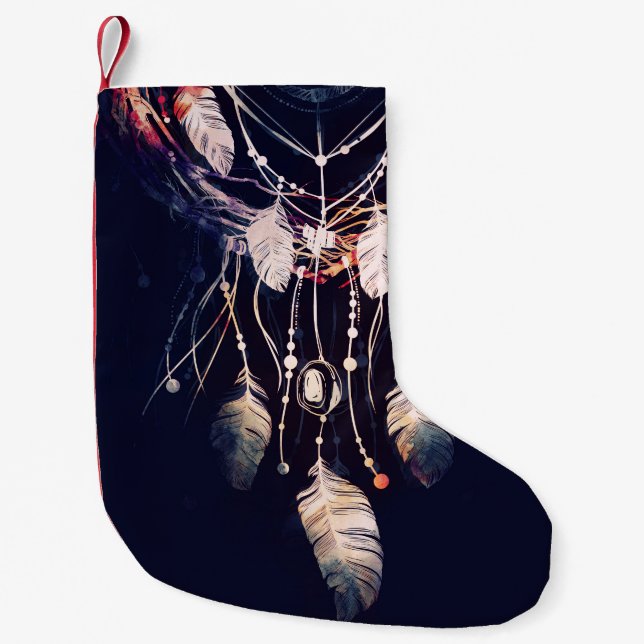 Dreamcatcher, grenar, boho stil, digital konst. liten julstrumpa (Framsidan)