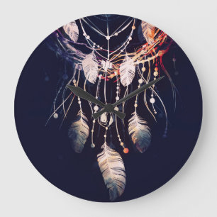 Dreamcatcher, grenar, boho stil, digital konst. stor klocka