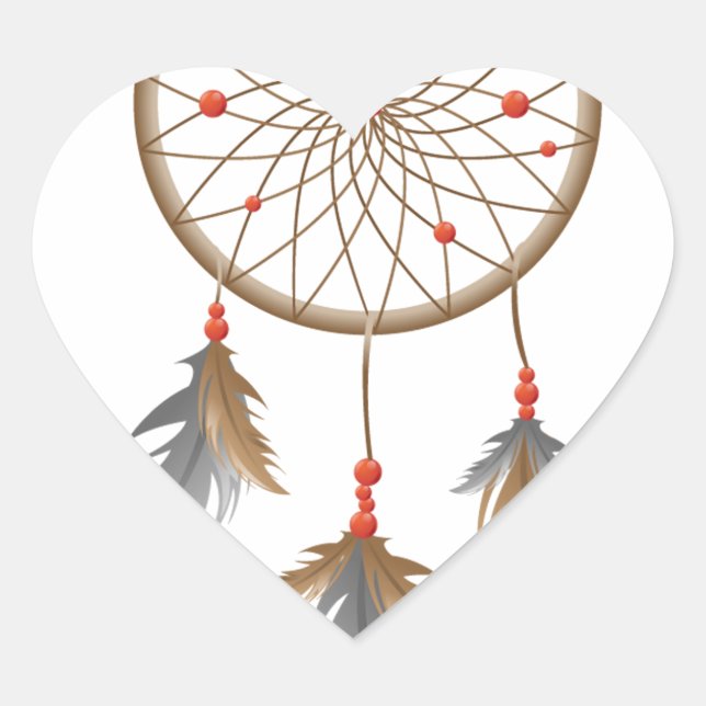 Dreamcatcher Hjärtformat Klistermärke (Framsida)