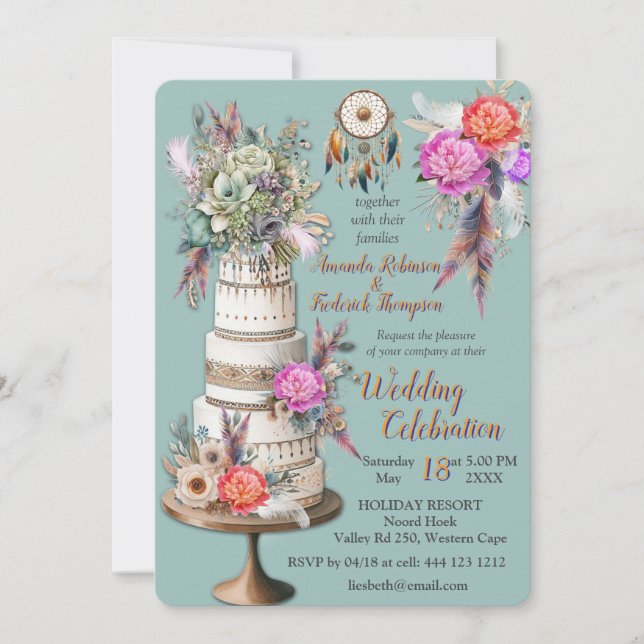 Dreamcatcher i ett Bohemiskt tema Inbjudningar (Framsida)