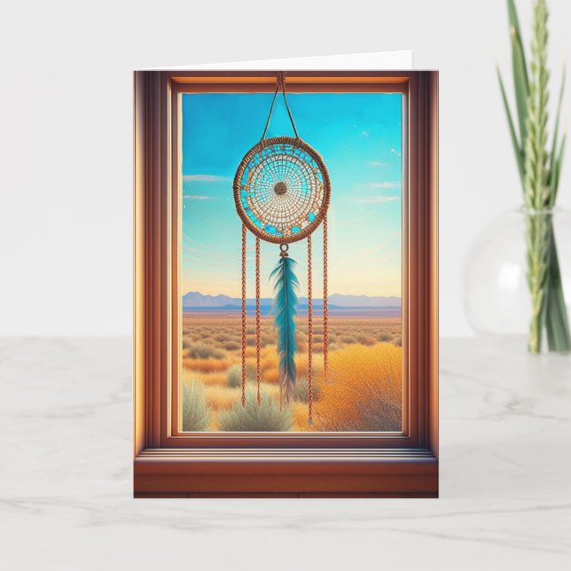 Dreamcatcher i ett Desert-fönster Kort (Framsida)