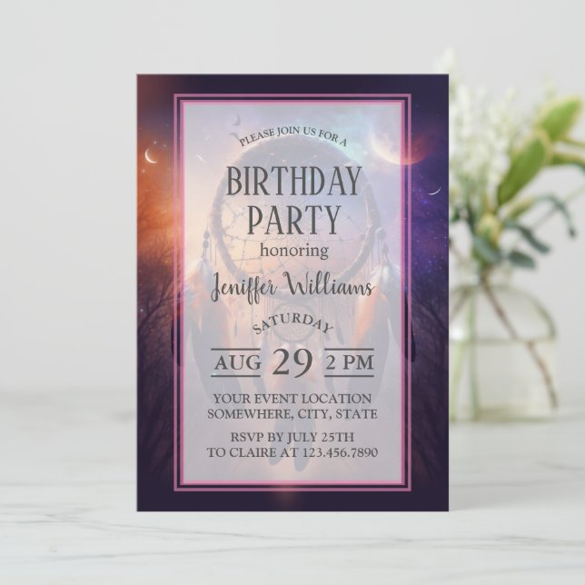 Dreamcatcher i skogskog inbjudningar (Stående Fram)