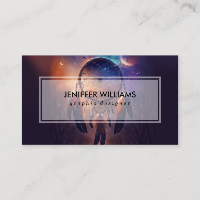 Dreamcatcher i skogskog visitkort (Framsida)