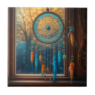Dreamcatcher i Windows Höst löv Kakelplatta