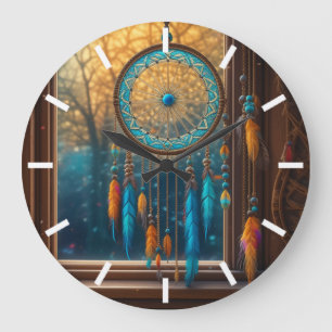 Dreamcatcher i Windows Höst löv Stor Klocka