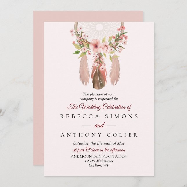 Dreamcatcher | Inbjudan till Personligt bröllp (Fram/baksida)