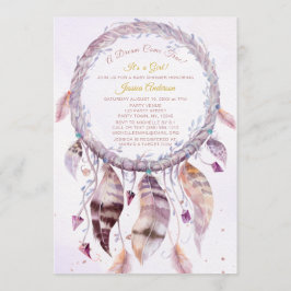 Dreamcatcher med Feathers Girl Baby Shower Inbjudningar