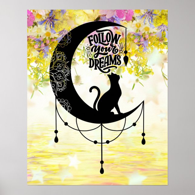 Dreamcatcher med katt | Följ dina drömmar Poster (Framsidan)