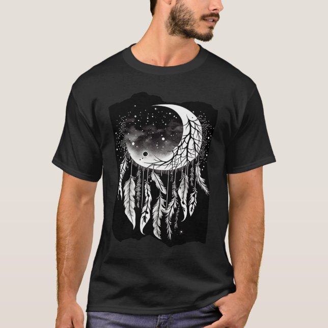 Dreamcatcher Moon Boho Artwork  2 T Shirt (Framsida)